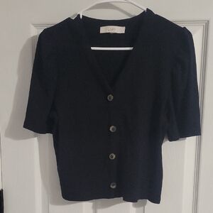 LOFT Dark Short-Sleeve Cardigan